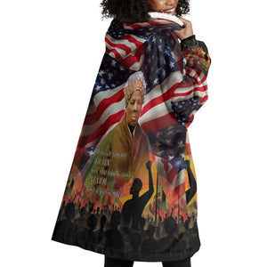 Harriet Tubman Wearable Blanket Hoodie American Flag Background Underground Railroad Quote Powerful Civil Rights - African Pride
