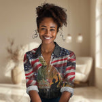 Harriet Tubman Women Casual Shirt American Flag Background Underground Railroad Quote Powerful Civil Rights - African Pride