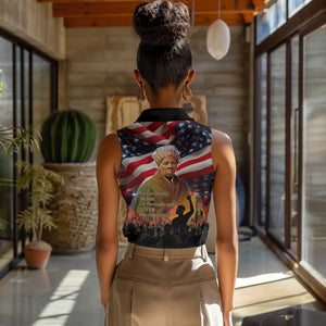 Harriet Tubman Women Sleeveless Polo Shirt American Flag Background Underground Railroad Quote Powerful Civil Rights - African Pride