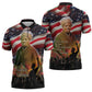 Harriet Tubman Zipper Polo Shirt American Flag Background Underground Railroad Quote Powerful Civil Rights - African Pride