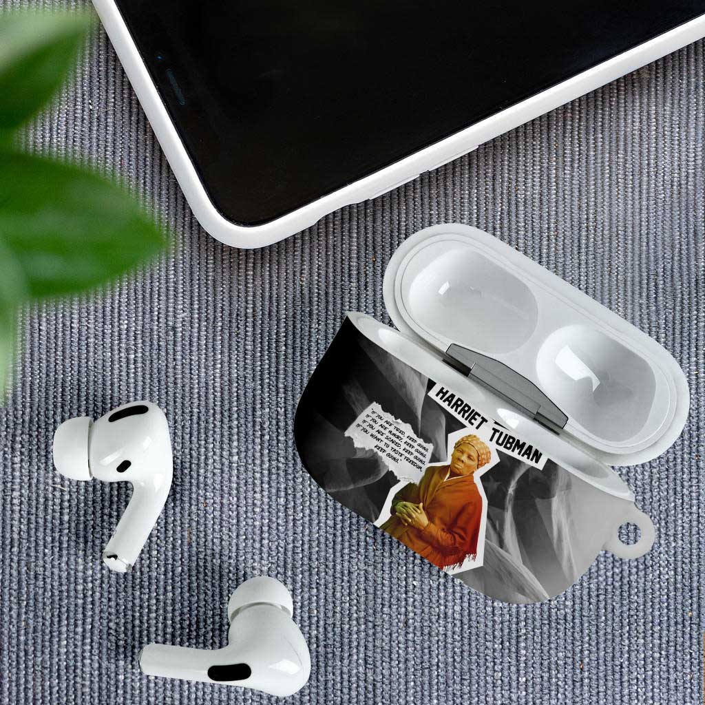 Harriet Tubman AirPods Case American Flag Background Civil Rights Quote Keep Going Tribute Design - African Pride