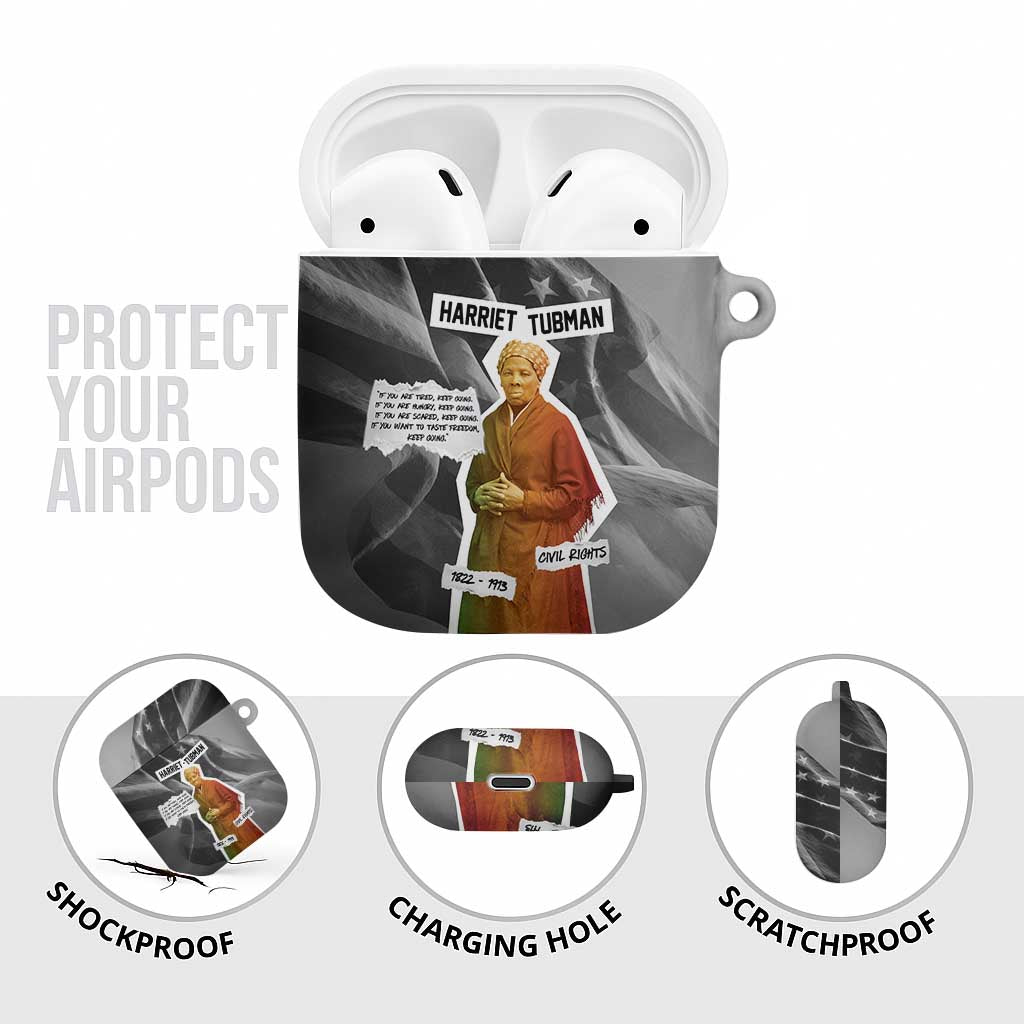 Harriet Tubman AirPods Case American Flag Background Civil Rights Quote Keep Going Tribute Design - African Pride