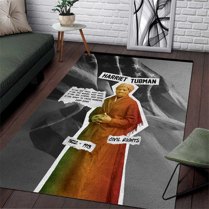 Harriet Tubman Area Rug American Flag Background Civil Rights Quote Keep Going Tribute Design - African Pride