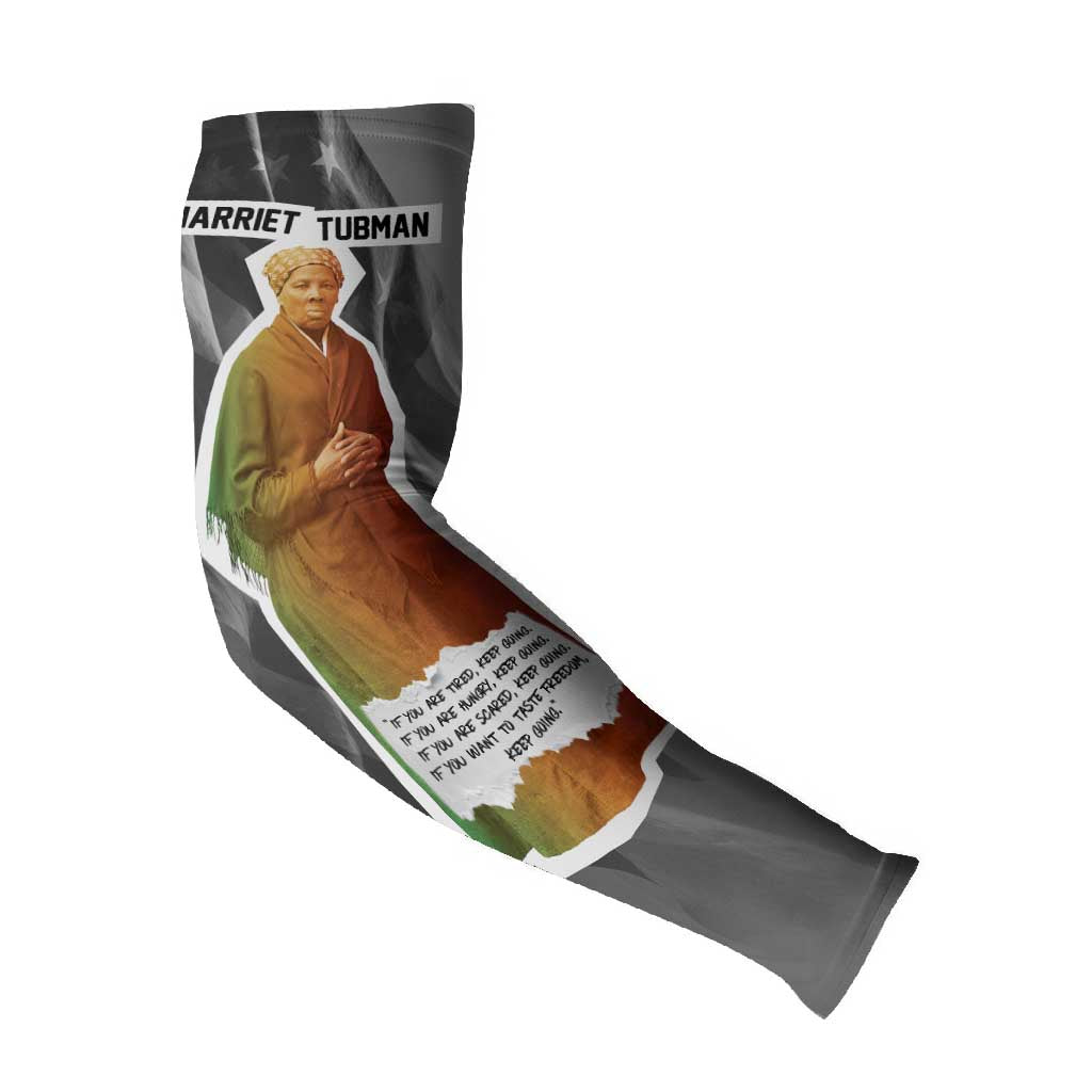 Harriet Tubman Arm Sleeves American Flag Background Civil Rights Quote Keep Going Tribute Design - African Pride