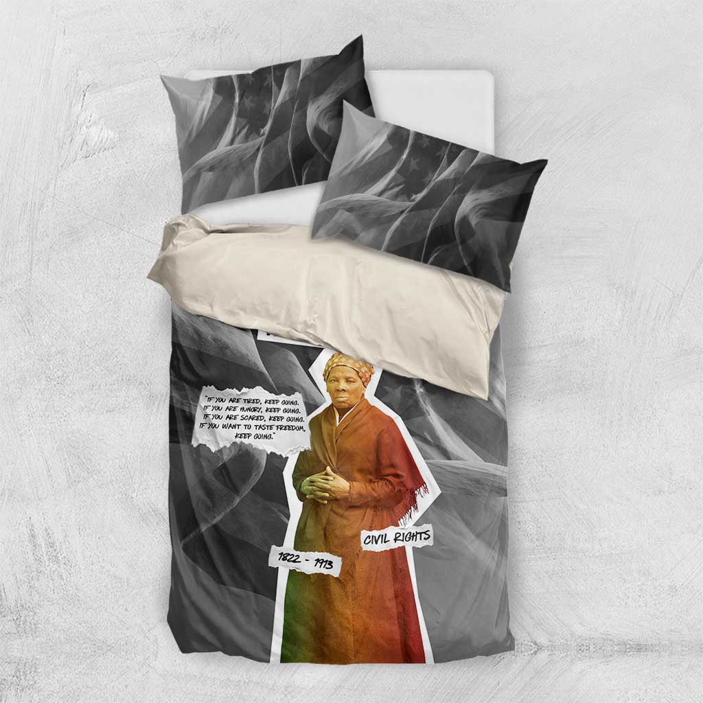 Harriet Tubman Bedding Set American Flag Background Civil Rights Quote Keep Going Tribute Design - African Pride