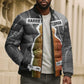 Harriet Tubman Bomber Puffer Jacket American Flag Background Civil Rights Quote Keep Going Tribute Design - African Pride