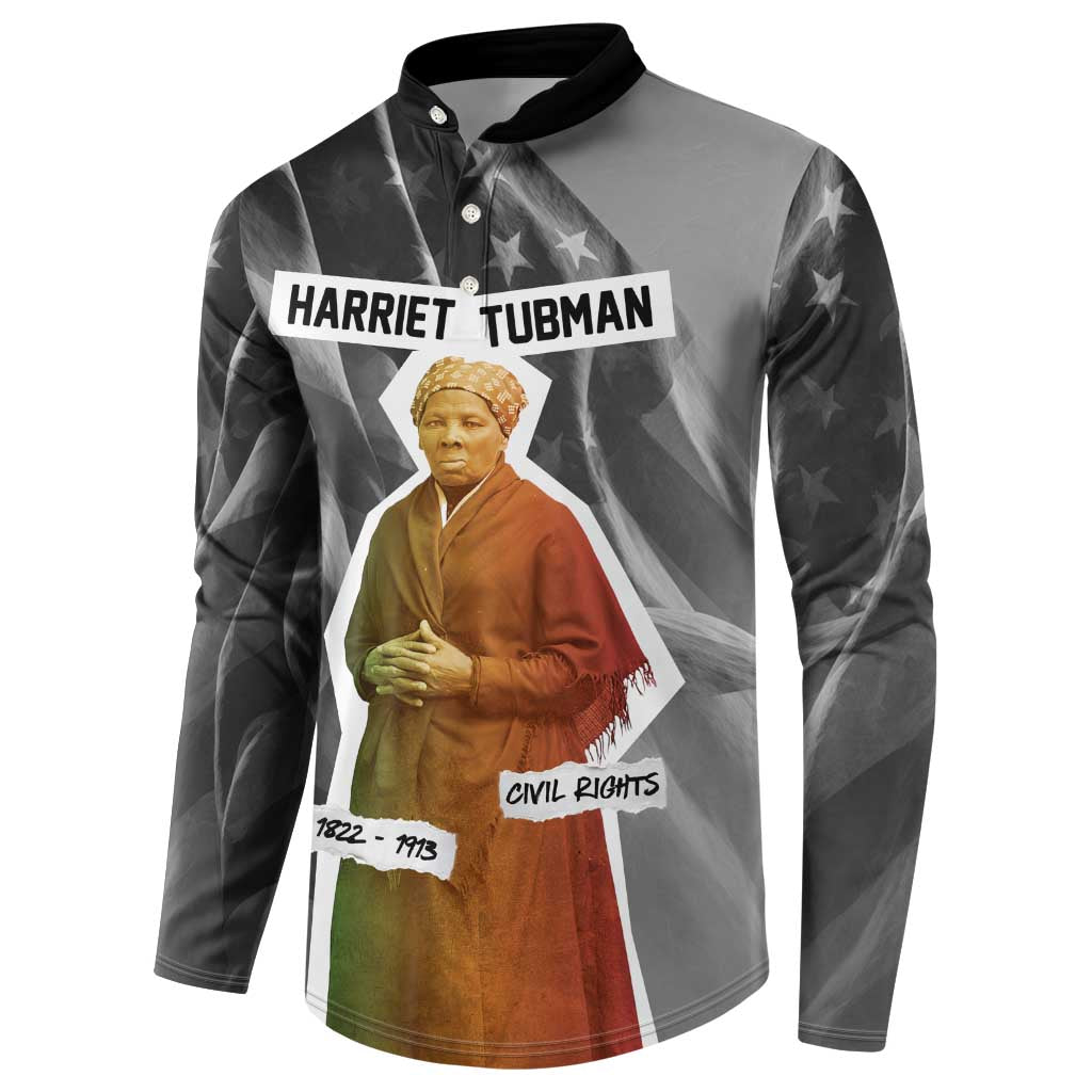 Harriet Tubman Button Sweatshirt American Flag Background Civil Rights Quote Keep Going Tribute Design