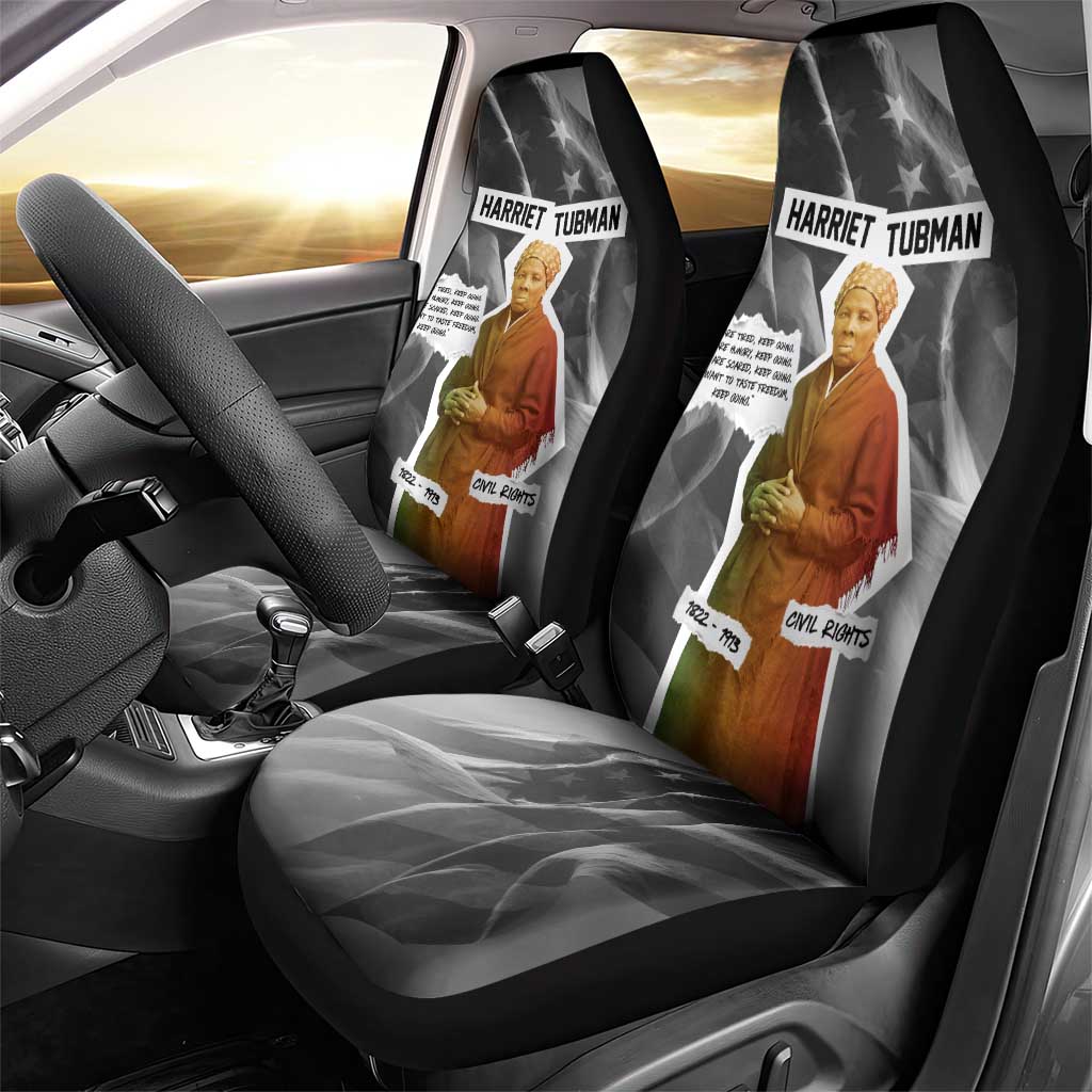 Harriet Tubman Car Seat Cover American Flag Background Civil Rights Quote Keep Going Tribute Design - African Pride