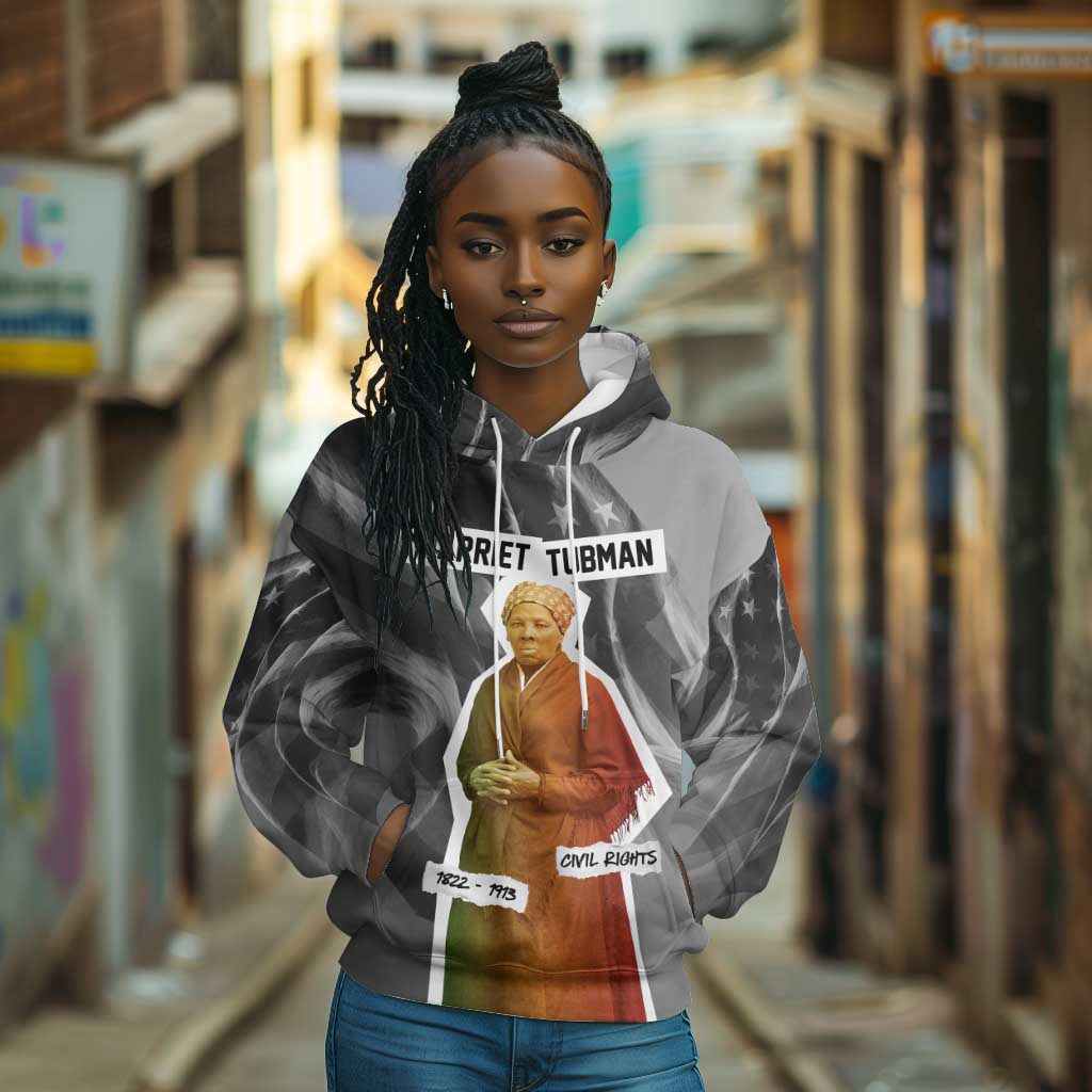 Harriet Tubman Hoodie American Flag Background Civil Rights Quote Keep Going Tribute Design - African Pride