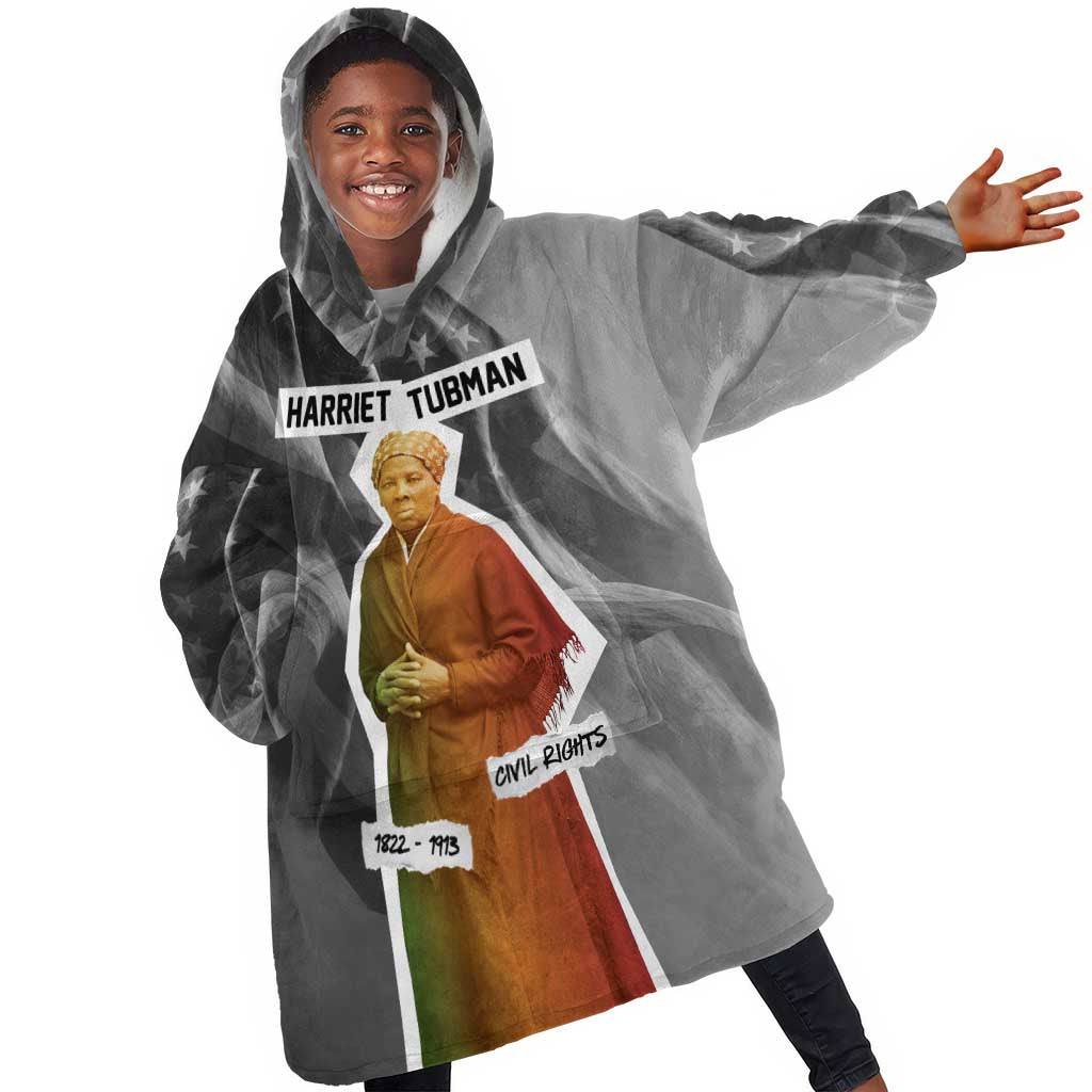 Harriet Tubman Kid Wearable Blanket Hoodie American Flag Background Civil Rights Quote Keep Going Tribute Design - African Pride