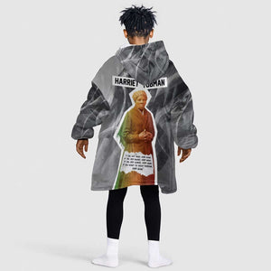 Harriet Tubman Kid Wearable Blanket Hoodie American Flag Background Civil Rights Quote Keep Going Tribute Design - African Pride