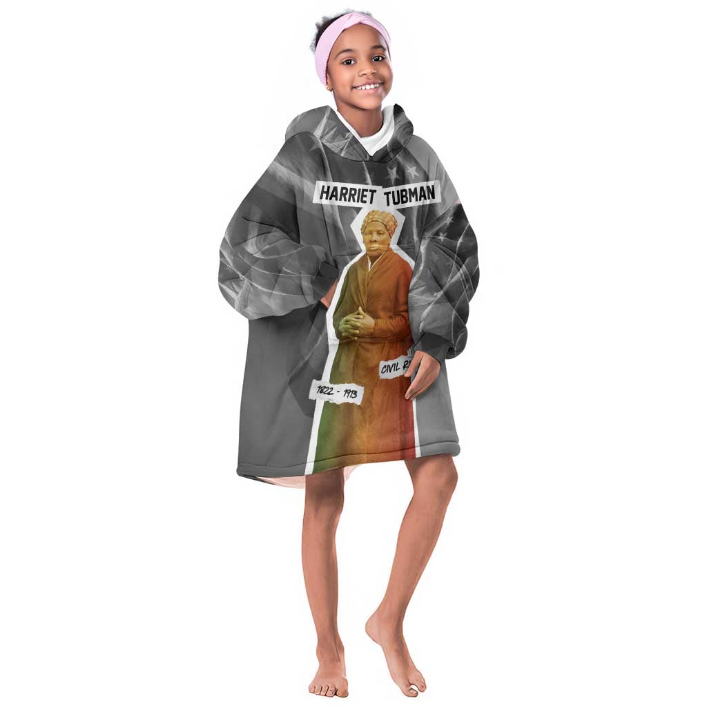 Harriet Tubman Kid Wearable Blanket Hoodie American Flag Background Civil Rights Quote Keep Going Tribute Design - African Pride