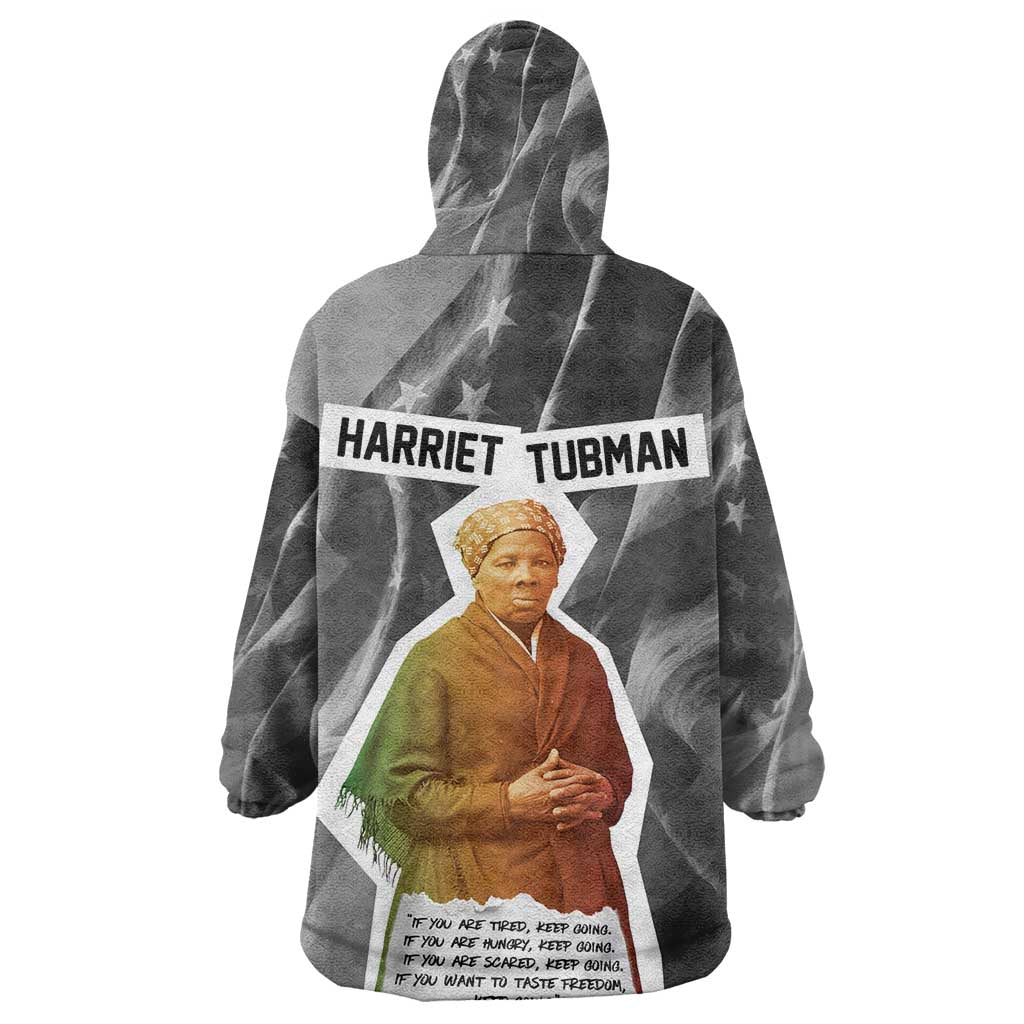 Harriet Tubman Kid Wearable Blanket Hoodie American Flag Background Civil Rights Quote Keep Going Tribute Design - African Pride
