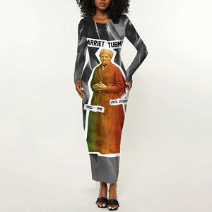 Harriet Tubman Long Sleeve Bodycon Dress American Flag Background Civil Rights Quote Keep Going Tribute Design - African Pride