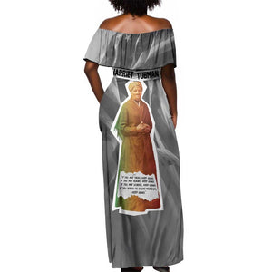 Harriet Tubman Off Shoulder Maxi Dress American Flag Background Civil Rights Quote Keep Going Tribute Design - African Pride