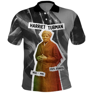 Harriet Tubman Polo Shirt American Flag Background Civil Rights Quote Keep Going Tribute Design TS04