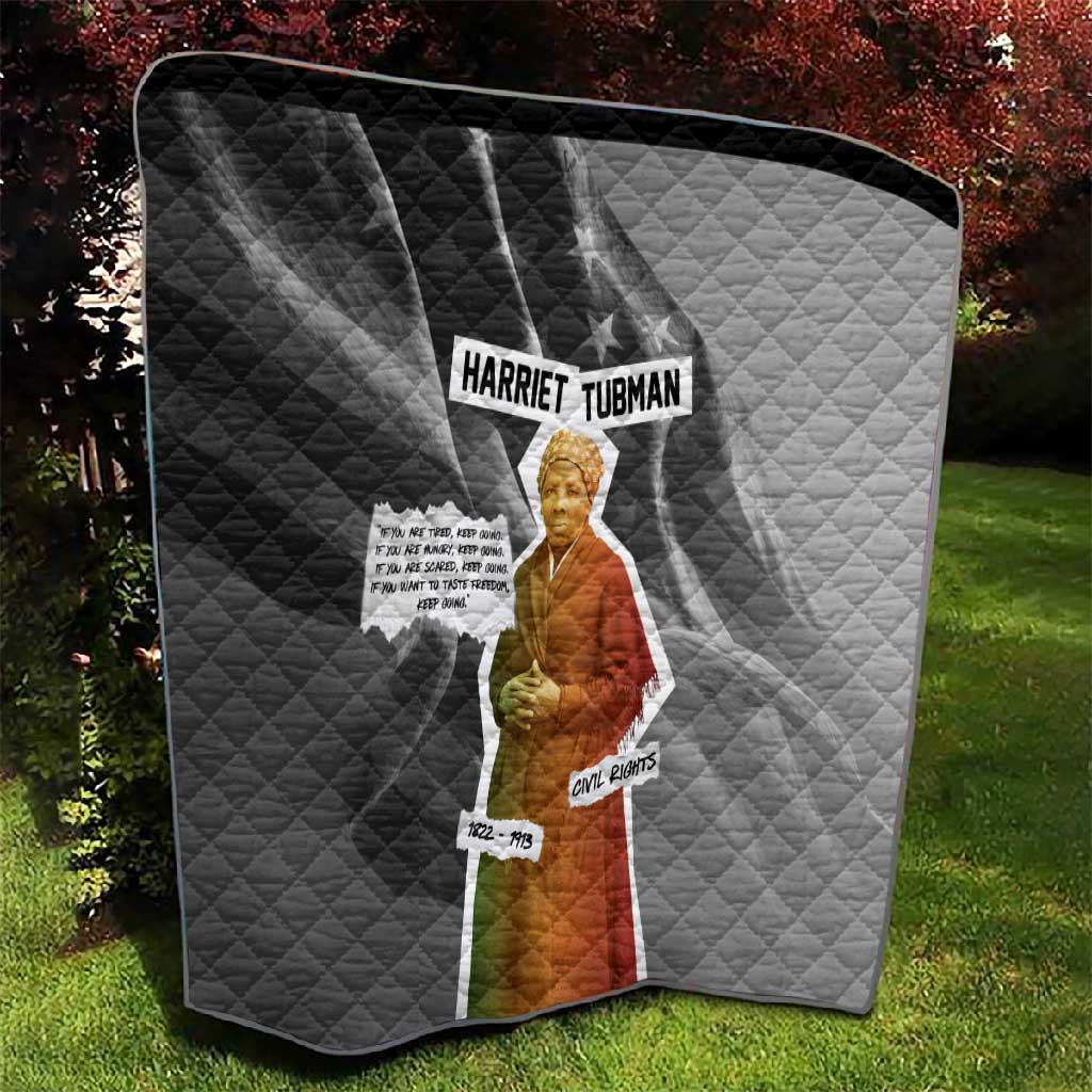 Harriet Tubman Quilt American Flag Background Civil Rights Quote Keep Going Tribute Design - African Pride