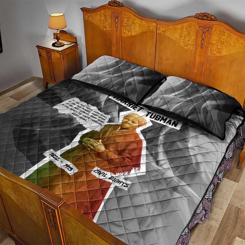Harriet Tubman Quilt Bed Set American Flag Background Civil Rights Quote Keep Going Tribute Design - African Pride