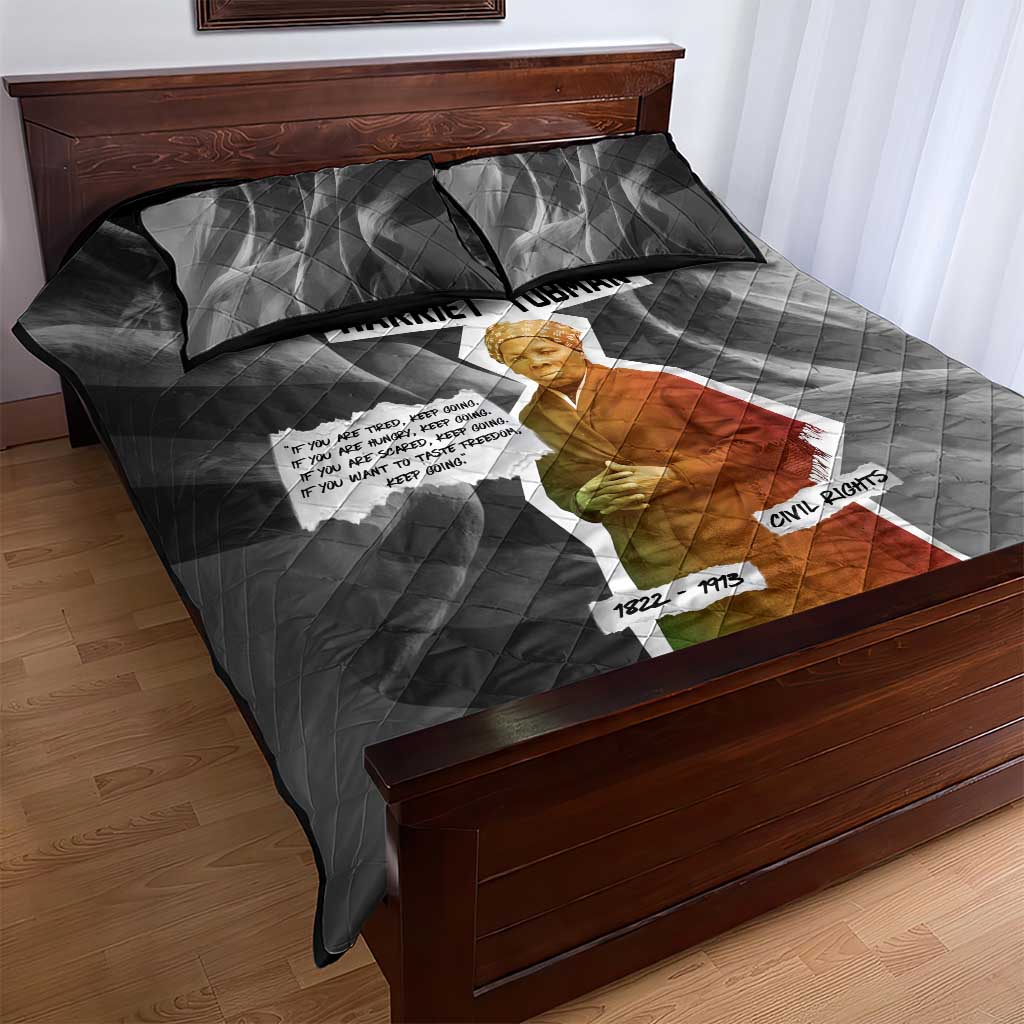 Harriet Tubman Quilt Bed Set American Flag Background Civil Rights Quote Keep Going Tribute Design - African Pride