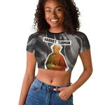 Harriet Tubman Raglan Cropped T shirt American Flag Background Civil Rights Quote Keep Going Tribute Design TS04