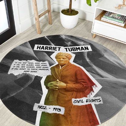 Harriet Tubman Round Carpet American Flag Background Civil Rights Quote Keep Going Tribute Design - African Pride