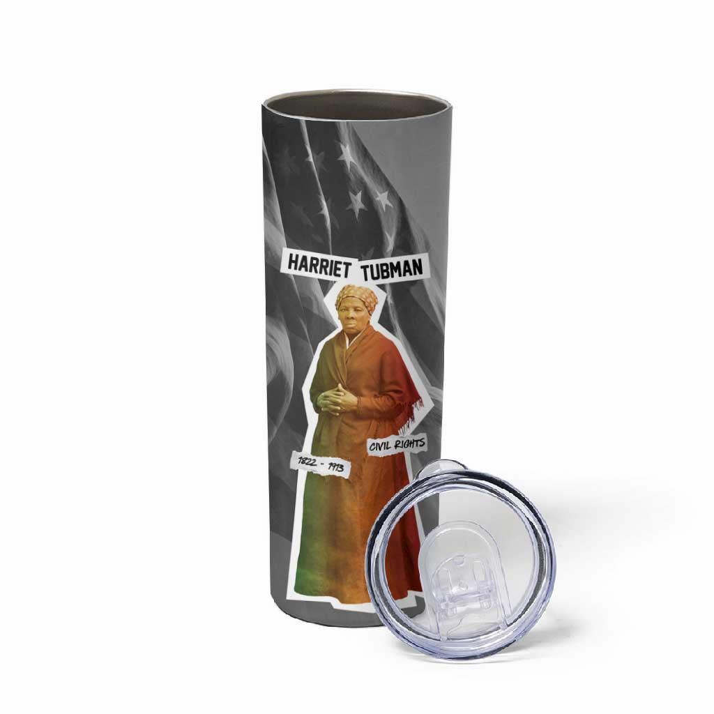 Harriet Tubman Skinny Tumbler American Flag Background Civil Rights Quote Keep Going Tribute Design - African Pride