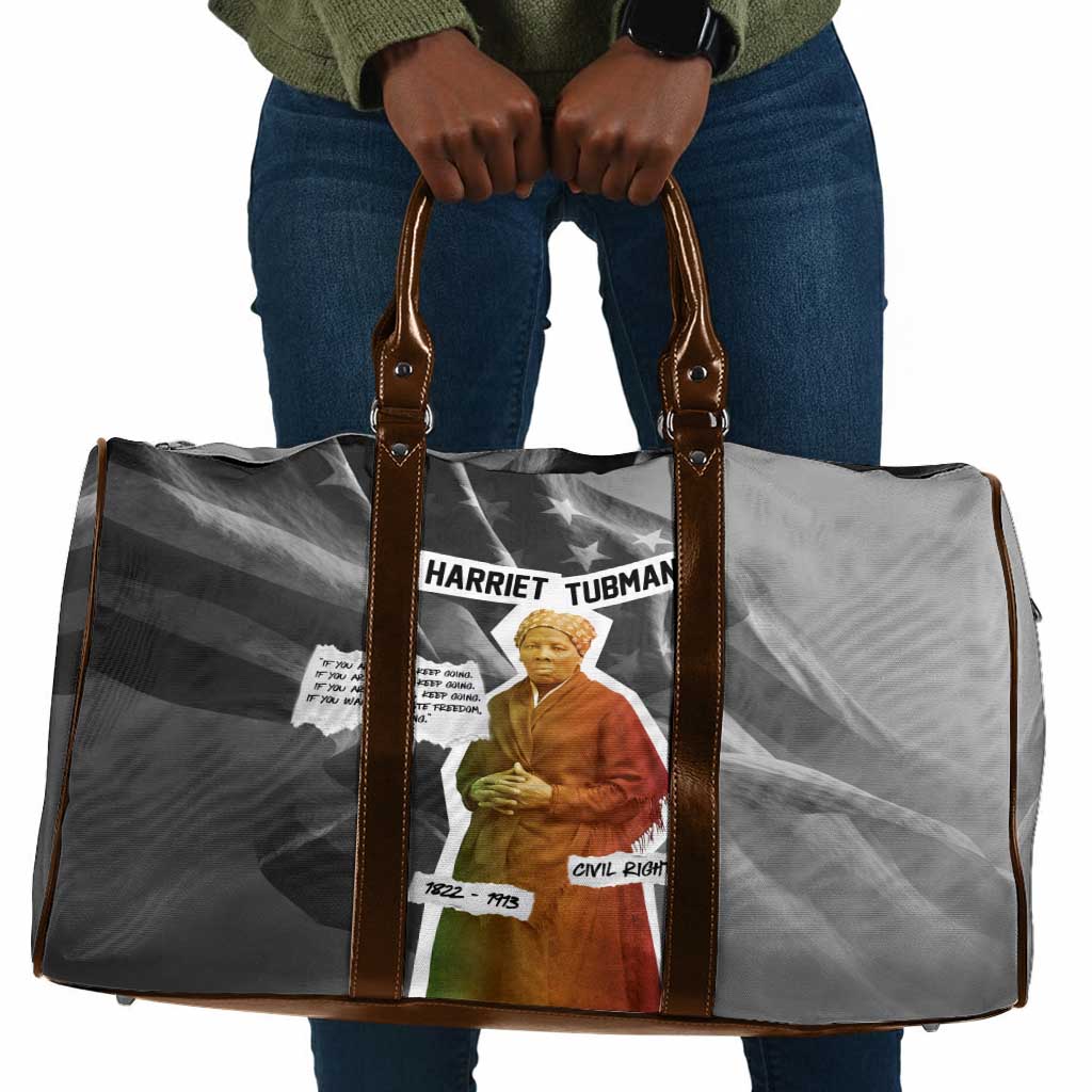 Harriet Tubman Travel Bag American Flag Background Civil Rights Quote Keep Going Tribute Design - African Pride