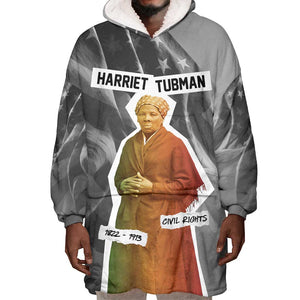 Harriet Tubman Wearable Blanket Hoodie American Flag Background Civil Rights Quote Keep Going Tribute Design - African Pride