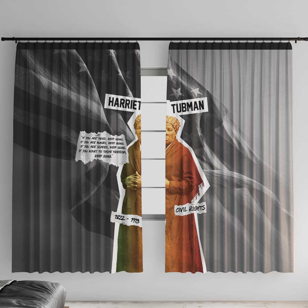 Harriet Tubman Window Curtain American Flag Background Civil Rights Quote Keep Going Tribute Design - African Pride