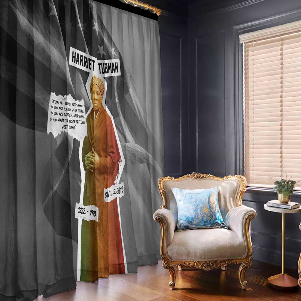 Harriet Tubman Window Curtain American Flag Background Civil Rights Quote Keep Going Tribute Design - African Pride
