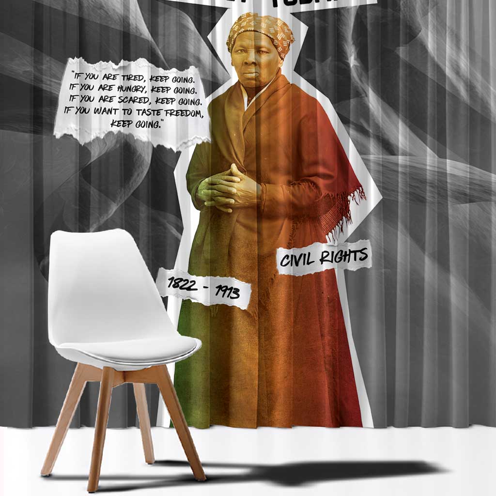 Harriet Tubman Window Curtain American Flag Background Civil Rights Quote Keep Going Tribute Design - African Pride