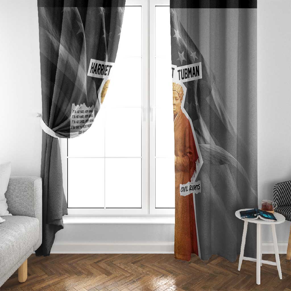 Harriet Tubman Window Curtain American Flag Background Civil Rights Quote Keep Going Tribute Design - African Pride