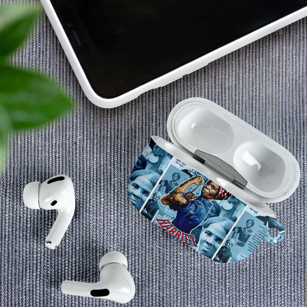Harriet Tubman AirPods Case Newspaper Collage Design We Out Quote Strong Woman Tribute Underground Railroad Legacy - African Pride