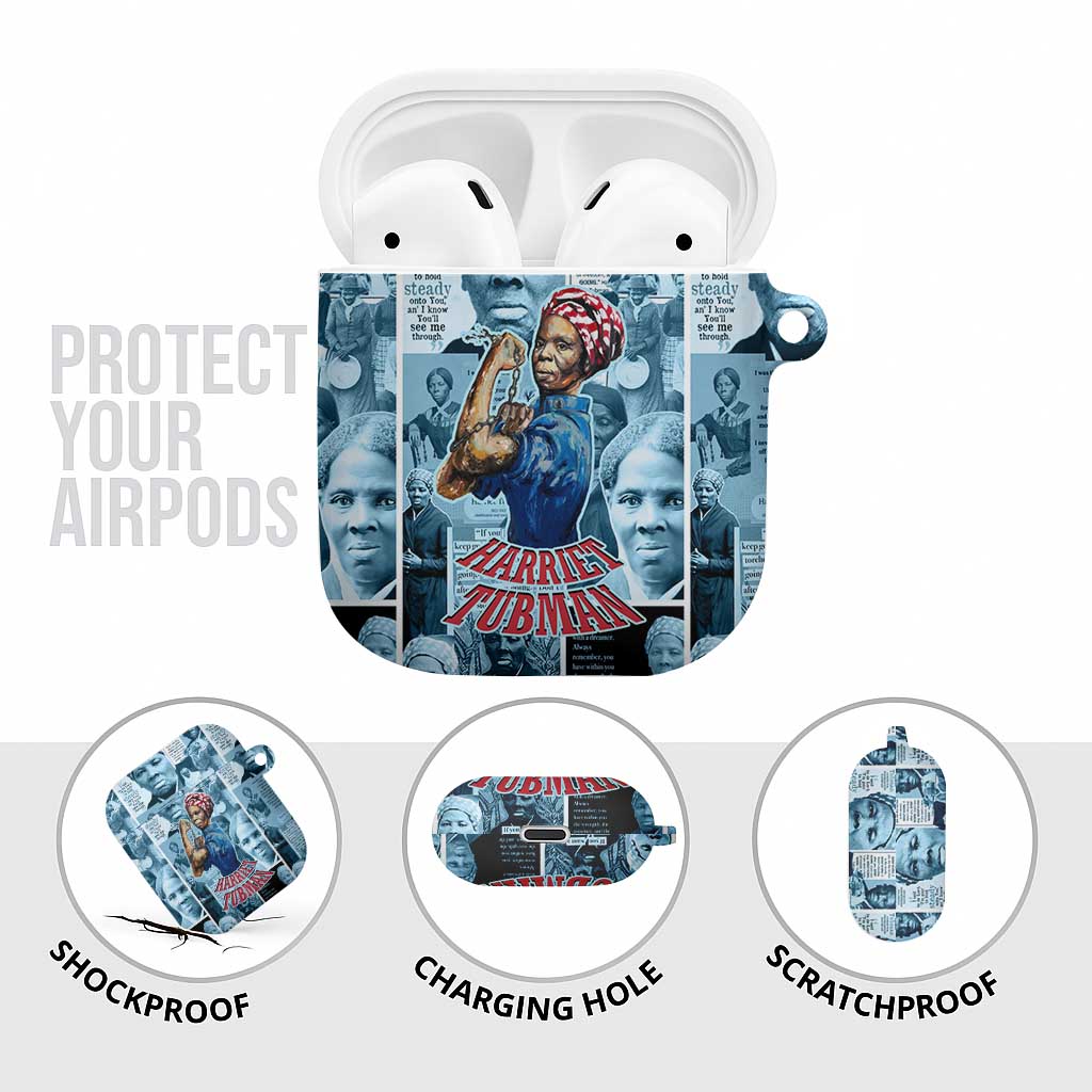 Harriet Tubman AirPods Case Newspaper Collage Design We Out Quote Strong Woman Tribute Underground Railroad Legacy - African Pride