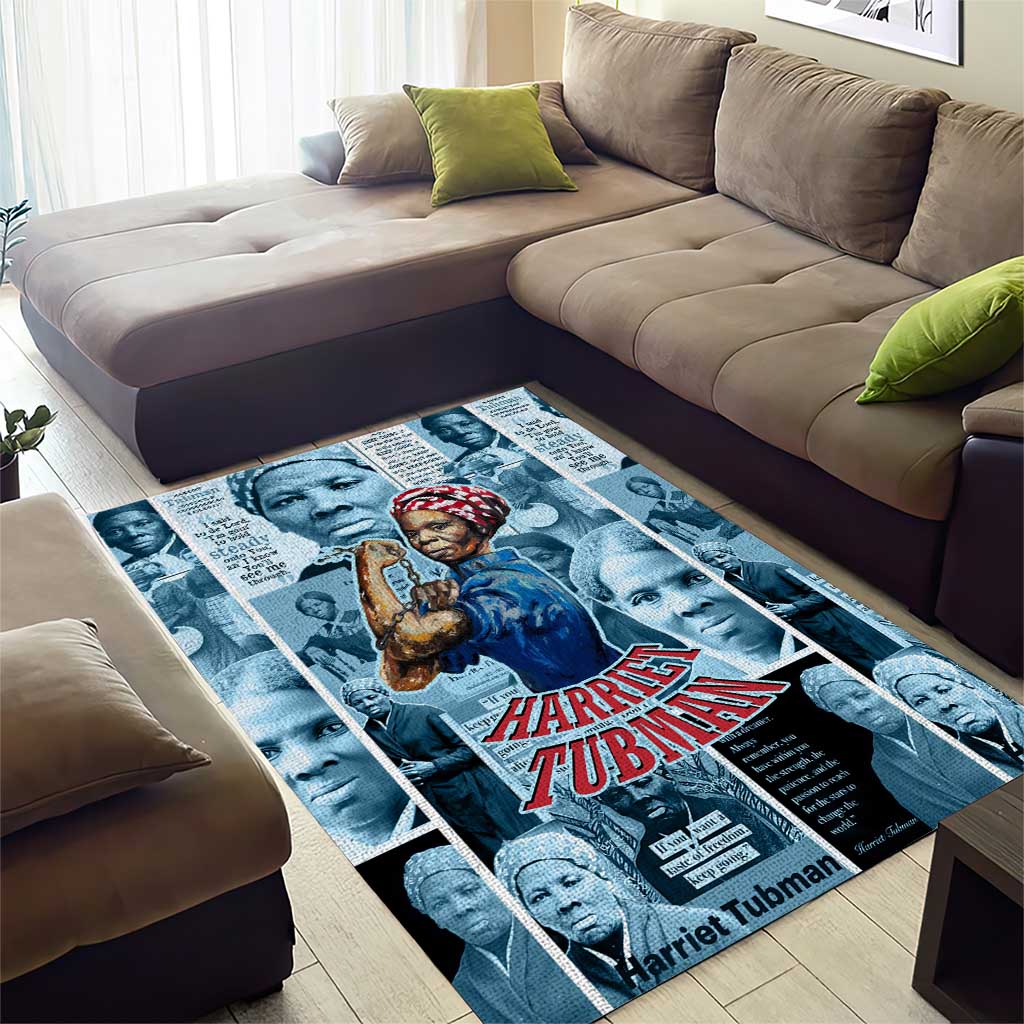 Harriet Tubman Area Rug Newspaper Collage Design We Out Quote Strong Woman Tribute Underground Railroad Legacy - African Pride