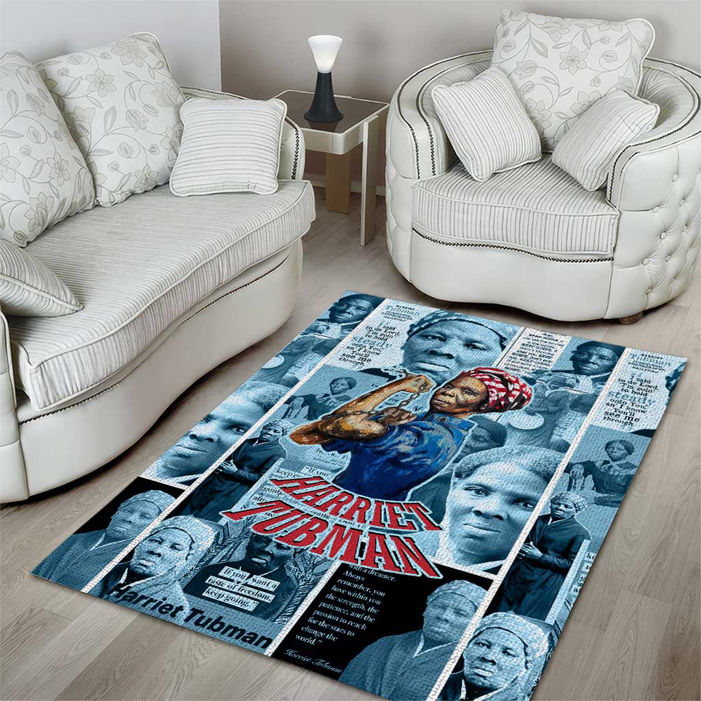 Harriet Tubman Area Rug Newspaper Collage Design We Out Quote Strong Woman Tribute Underground Railroad Legacy - African Pride