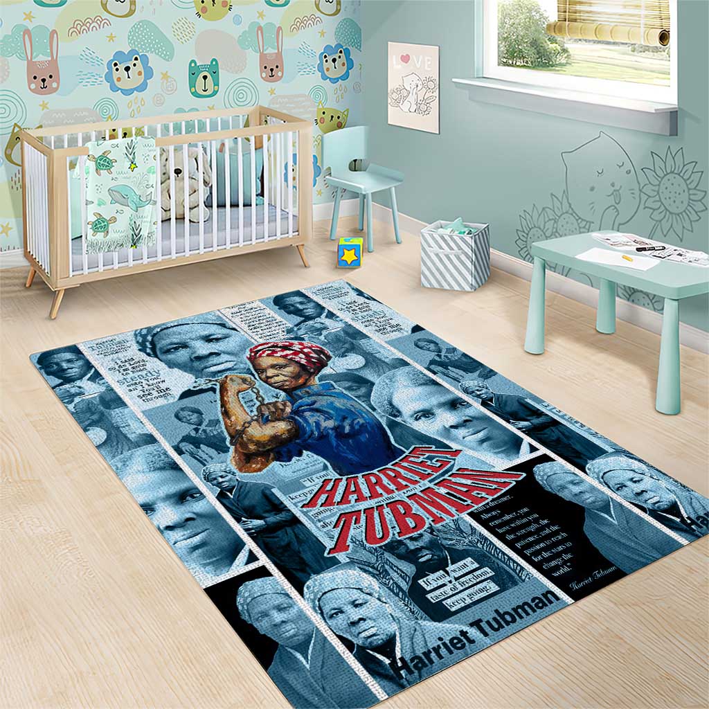Harriet Tubman Area Rug Newspaper Collage Design We Out Quote Strong Woman Tribute Underground Railroad Legacy - African Pride