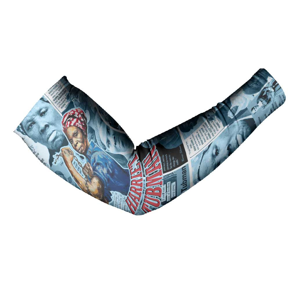 Harriet Tubman Arm Sleeves Newspaper Collage Design We Out Quote Strong Woman Tribute Underground Railroad Legacy - African Pride