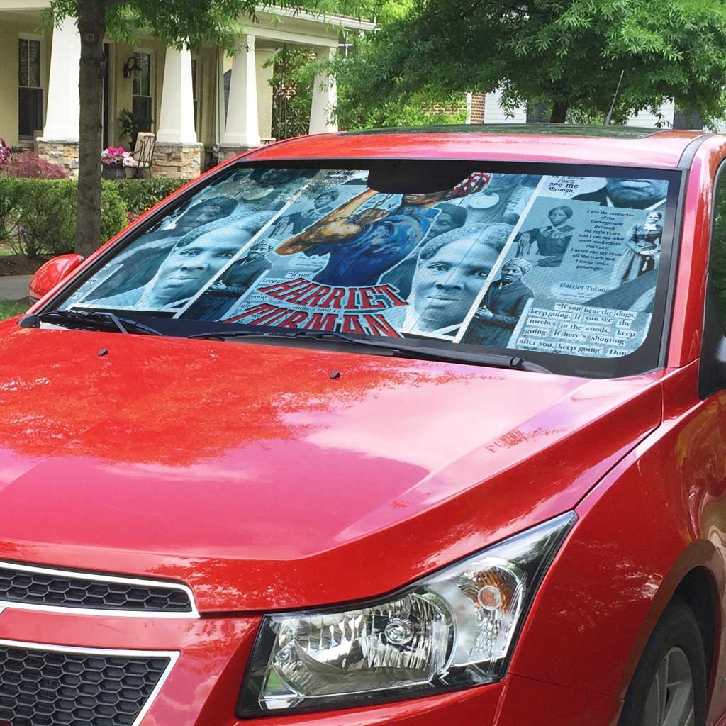 Harriet Tubman Auto Sun Shade Newspaper Collage Design We Out Quote Strong Woman Tribute Underground Railroad Legacy - African Pride