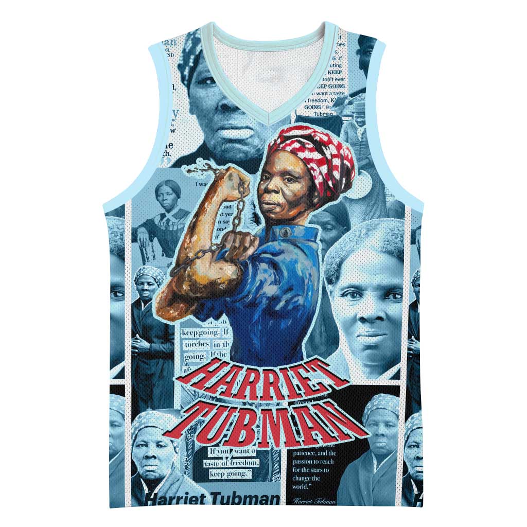 Harriet Tubman Basketball Jersey Newspaper Collage Design We Out Quote Strong Woman Tribute Underground Railroad Legacy - African Pride