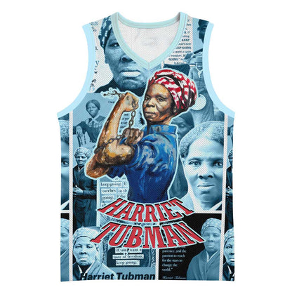 Harriet Tubman Basketball Jersey Newspaper Collage Design We Out Quote Strong Woman Tribute Underground Railroad Legacy - African Pride