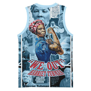 Harriet Tubman Basketball Jersey Newspaper Collage Design We Out Quote Strong Woman Tribute Underground Railroad Legacy - African Pride