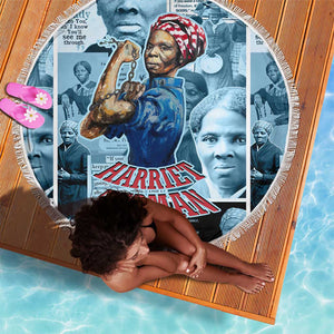 Harriet Tubman Beach Blanket Newspaper Collage Design We Out Quote Strong Woman Tribute Underground Railroad Legacy - African Pride