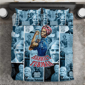 Harriet Tubman Bedding Set Newspaper Collage Design We Out Quote Strong Woman Tribute Underground Railroad Legacy - African Pride