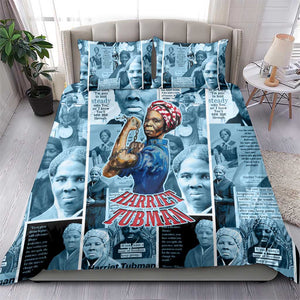Harriet Tubman Bedding Set Newspaper Collage Design We Out Quote Strong Woman Tribute Underground Railroad Legacy - African Pride