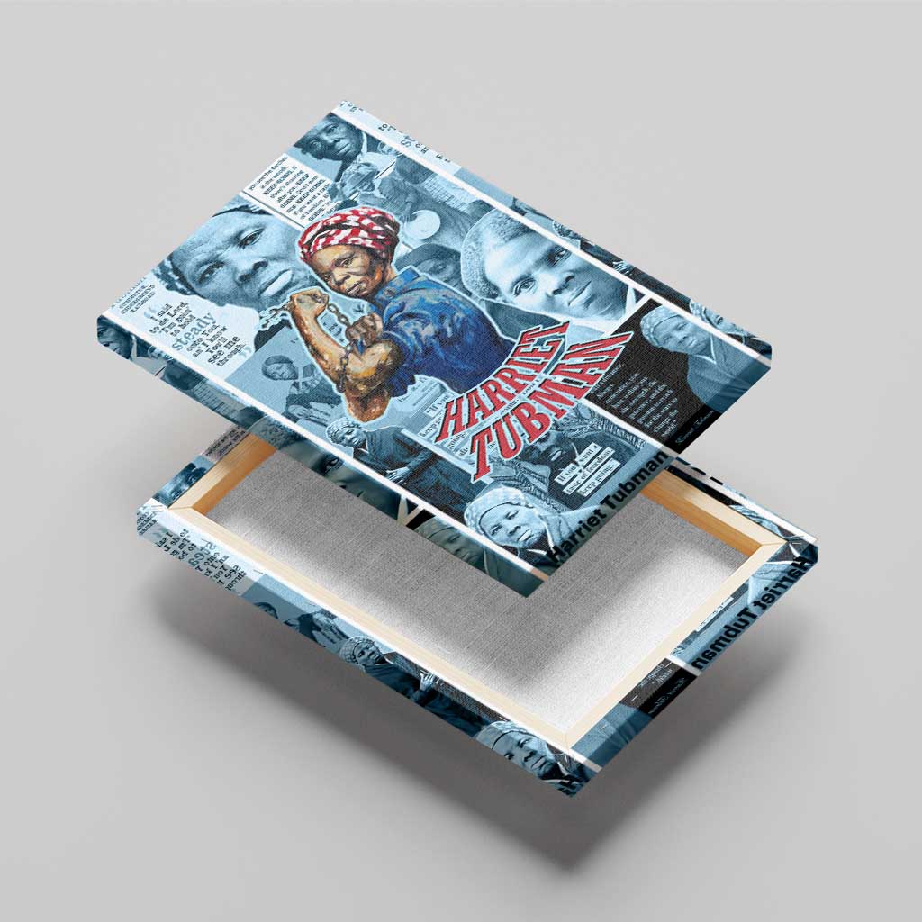Harriet Tubman Canvas Wall Art Newspaper Collage Design We Out Quote Strong Woman Tribute Underground Railroad Legacy - African Pride