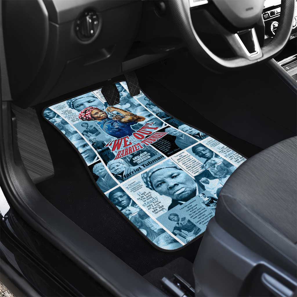 Harriet Tubman Car Mats Newspaper Collage Design We Out Quote Strong Woman Tribute Underground Railroad Legacy - African Pride