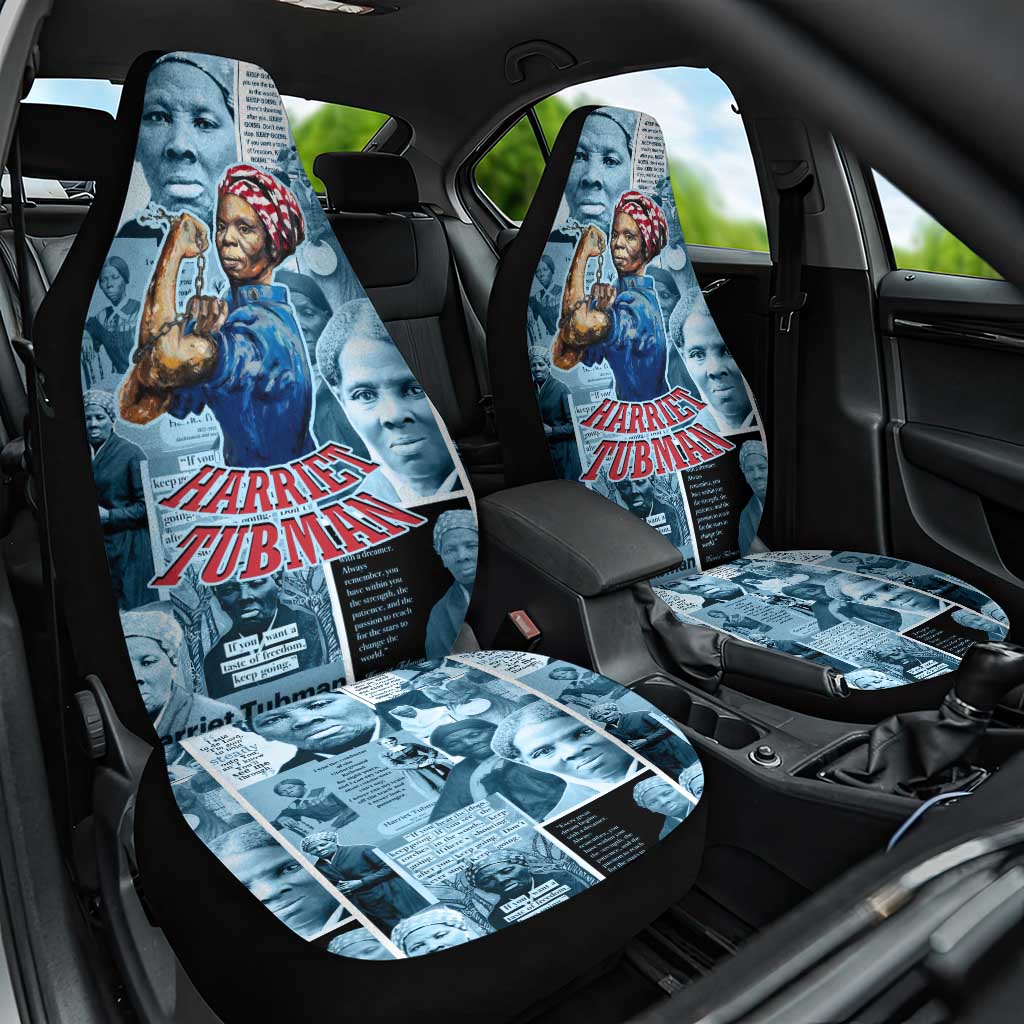Harriet Tubman Car Seat Cover Newspaper Collage Design We Out Quote Strong Woman Tribute Underground Railroad Legacy - African Pride
