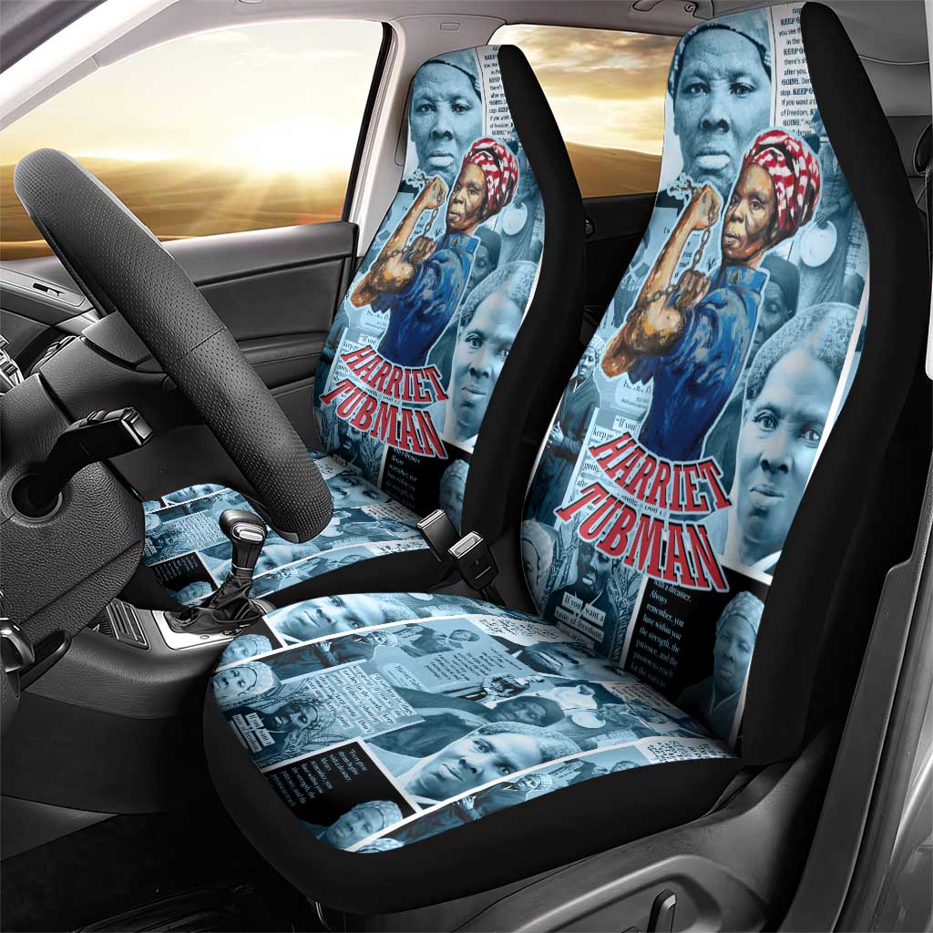 Harriet Tubman Car Seat Cover Newspaper Collage Design We Out Quote Strong Woman Tribute Underground Railroad Legacy - African Pride