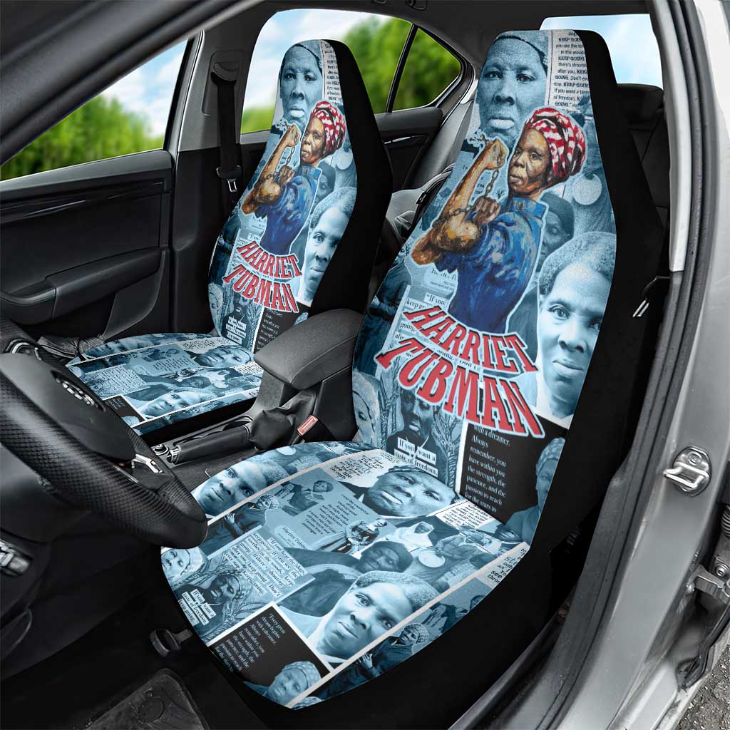 Harriet Tubman Car Seat Cover Newspaper Collage Design We Out Quote Strong Woman Tribute Underground Railroad Legacy - African Pride